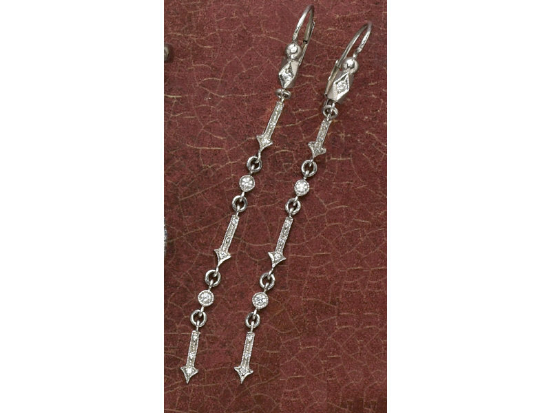 Appraisal: CATHY WATERMAN DIAMOND AND PLATINUM EARRINGS k white gold delicate