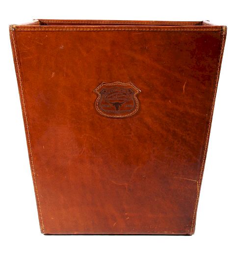 Appraisal: Edward H Bohlin Leather Office Bin Included for sale in