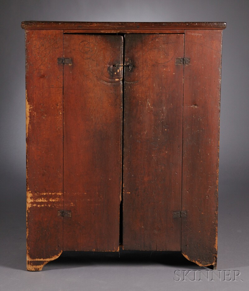 Appraisal: Pine Two-door Cupboard New England late th century the flatmolded