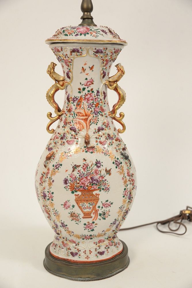 Appraisal: Chinese Export Style Sampson Porcelain covered urn having dragon gilt