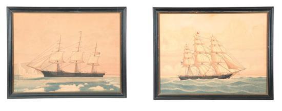 Appraisal: PAIR OF SHIP PORTRAITS BY LUCIUS A BRIGGS MASSACHUSETTS -