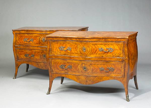 Appraisal: A pair of Italian Rococo kingwood and walnut parquetry cassetoni