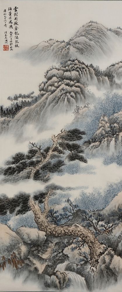 Appraisal: Chinese Scroll Painting of Landscape Ink and color on paper