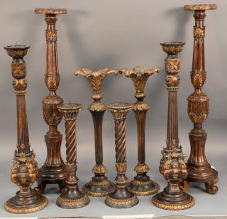 Appraisal: Group of eight decorative pricket candlesticks ht in to in