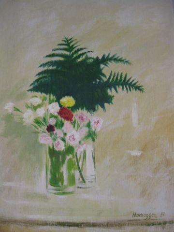 Appraisal: J K Hansegger Oil on Panel floral still life dated