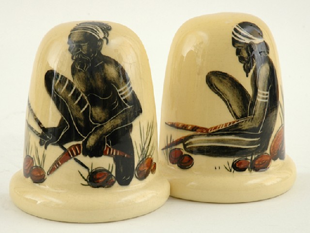 Appraisal: GUY MARTIN BOYD Victoria circa Earthenware thimble shaped bookends decorated