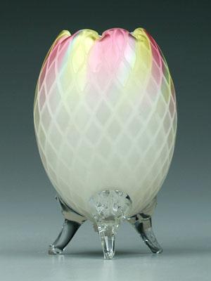 Appraisal: Rainbowl mother-of-pearl vase diamond quilted pattern scalloped and crimped border