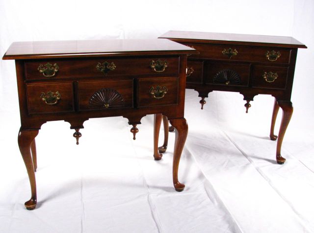 Appraisal: Pair of Statton Cherry Period Chippendale Style Tables hand-crafted solid