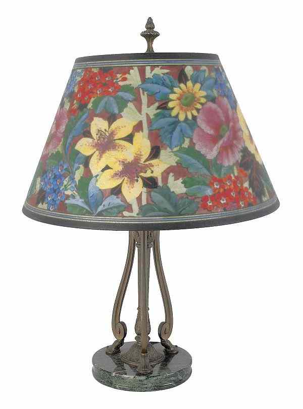 Appraisal: Pairpoint table lamp th c with a reverse painted floral