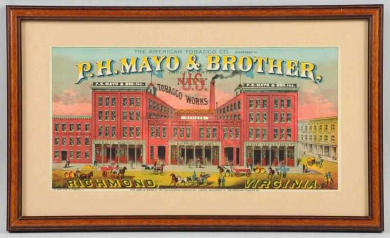 Appraisal: PH Mayo Tobacco Crate Label Never used Nicely framed under