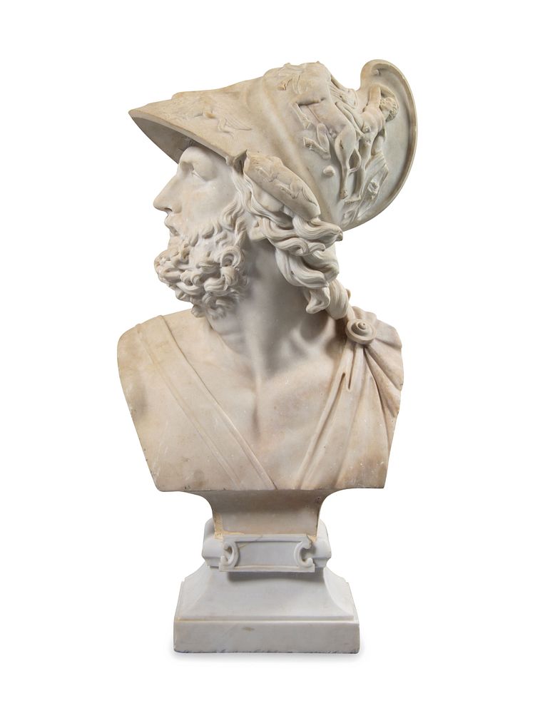 Appraisal: An Italian Carved Marble Bust of Ajax An Italian Carved