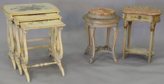 Appraisal: Nest of three paint decorated tables tallest ht in top