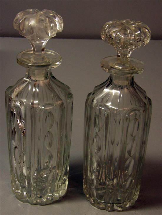 Appraisal: Two early th century glass decanters h in