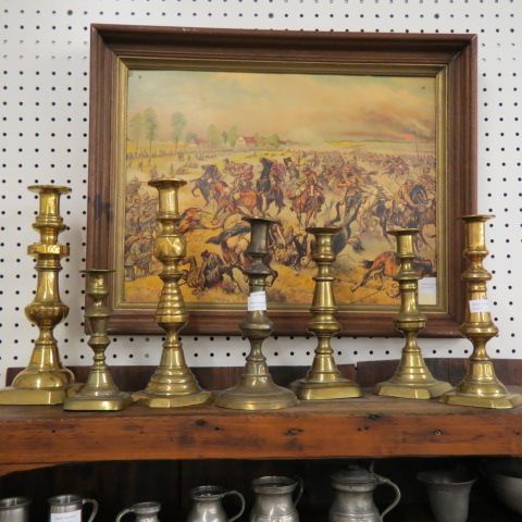 Appraisal: Antique Brass Candlesticks mostly push-up type th century to