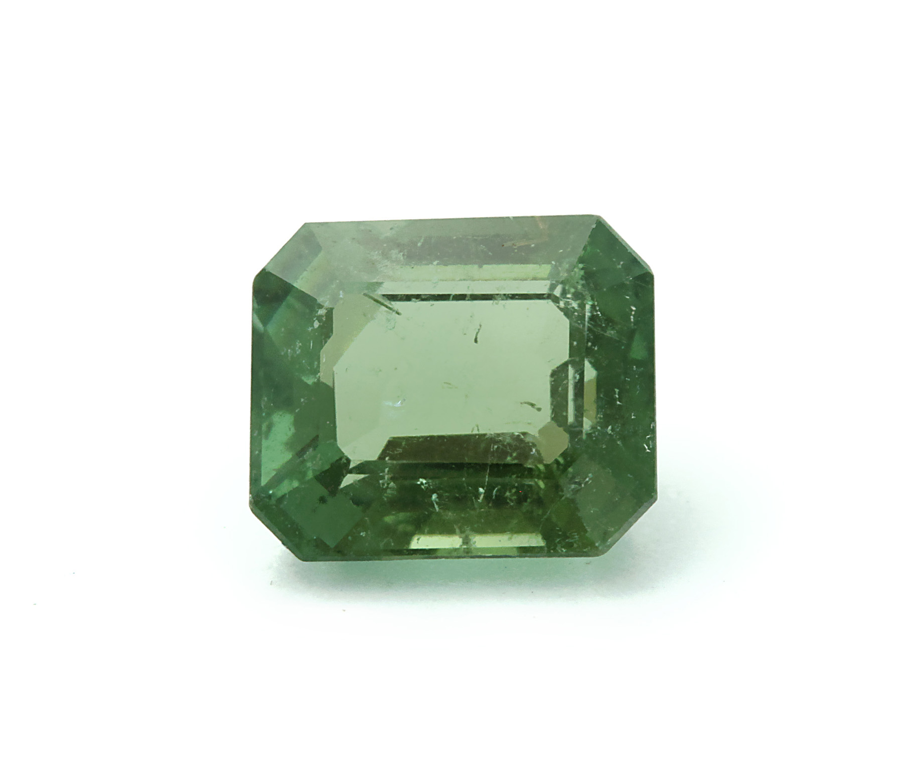 Appraisal: UNMOUNTED CT GREEN TOURMALINE Twentieth century Octagonal step cup transparent