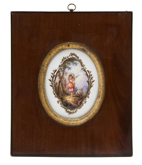 Appraisal: Meissen Porcelain Plaque of oval form depicting figures in a