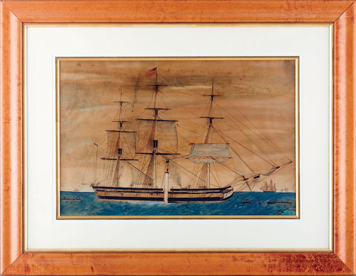 Appraisal: IMPORTANT EARLY WHALING SCENE WITH THE AMERICAN WHALESHIP quot CHARLES