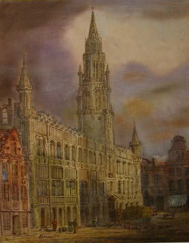 Appraisal: a Brussels b Bruges Nevil E watercolor and graphite a