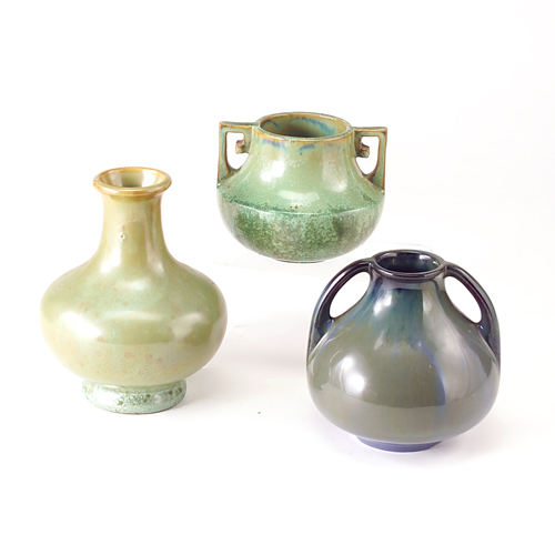 Appraisal: FULPER Three vases one in Leopard's Skin Crystalline with angular