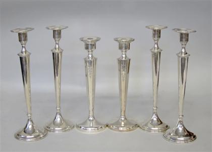 Appraisal: Three pair sterling silver candlesticks retailed by bailey banks biddle