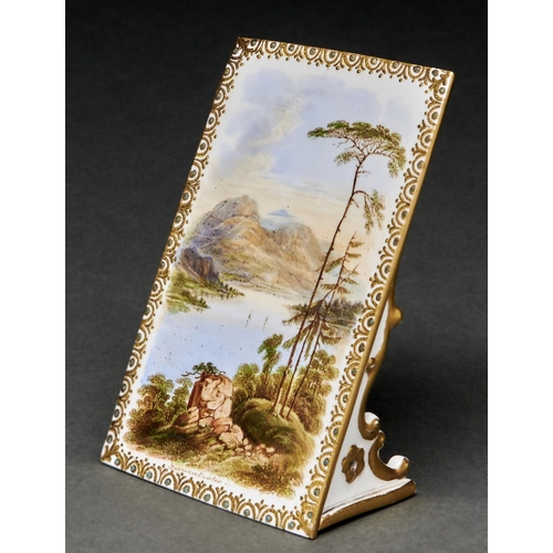 Appraisal: An English porcelain menu tablet c painted with a named