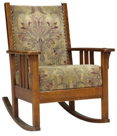 Appraisal: American Arts and Crafts rocking chair early th c oak