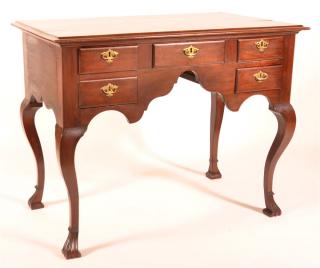 Appraisal: American Walnut Queen Anne Lowboy Molded rectangular top central drawer