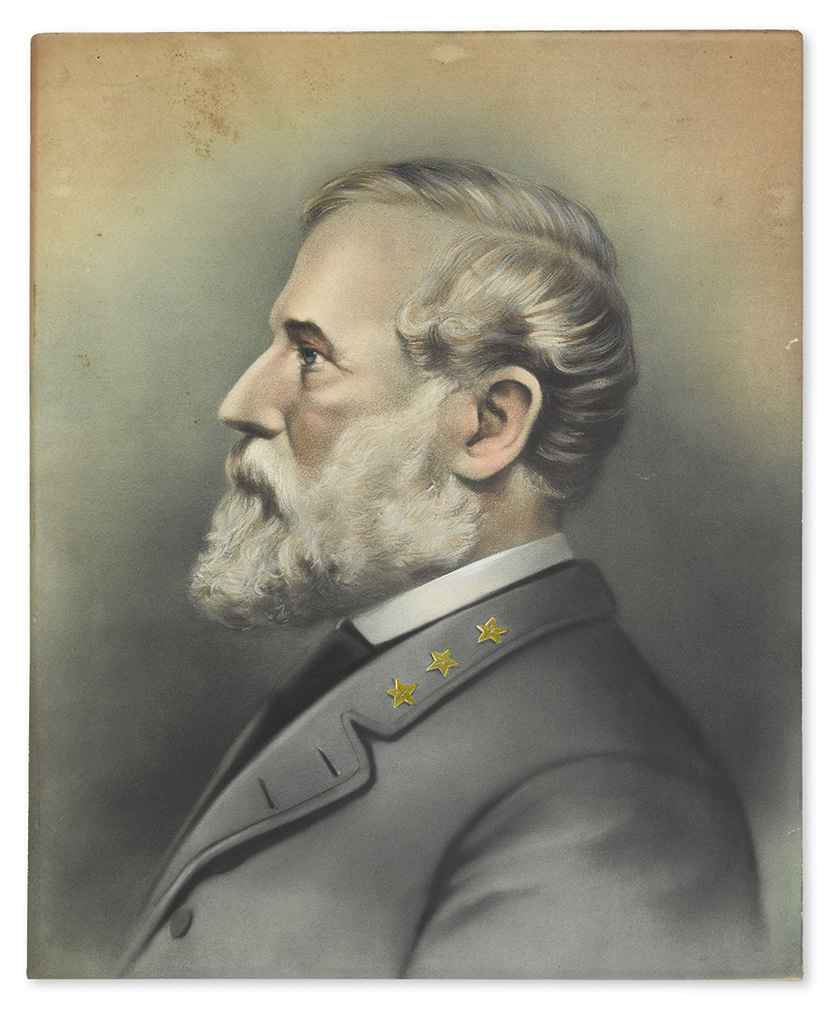 Appraisal: CIVIL WAR--CONFEDERATE Uncredited portrait of Robert E Lee Hand-colored lithograph