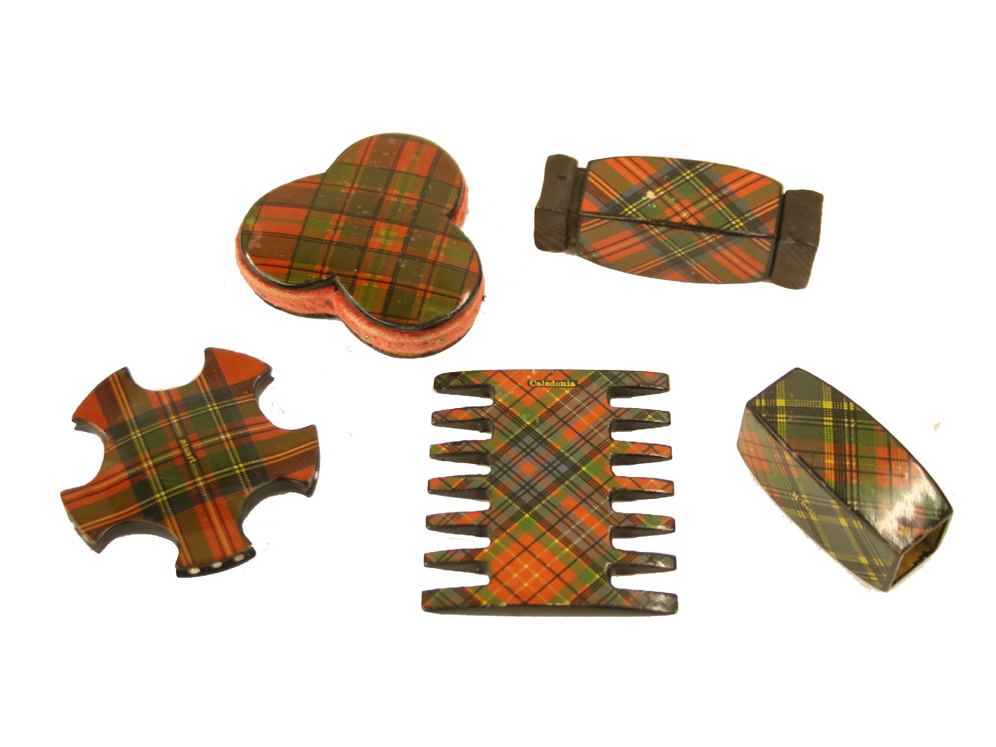 Appraisal: Tartan ware - Caledonia pattern silk winder Stuart pattern silk