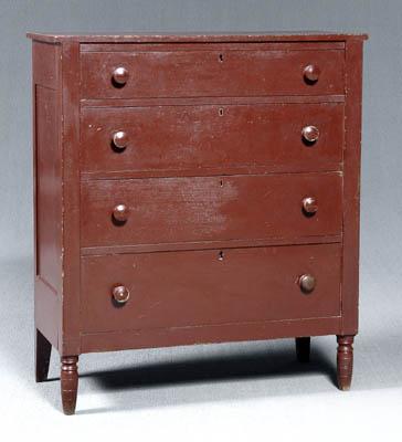 Appraisal: North Carolina painted chest walnut with yellow pine secondary four