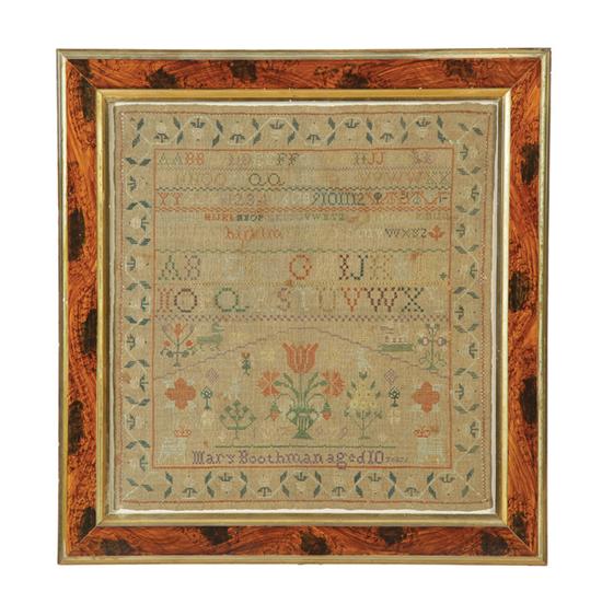 Appraisal: SAMPLER Probably England early th century silk on linen Alphabets