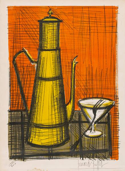 Appraisal: Bernard Buffet French - La Cafeti re S Lithograph printed