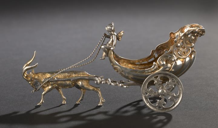 Appraisal: Continental Silver Parcel-Gilt Figural Salt Cellar first quarter th century