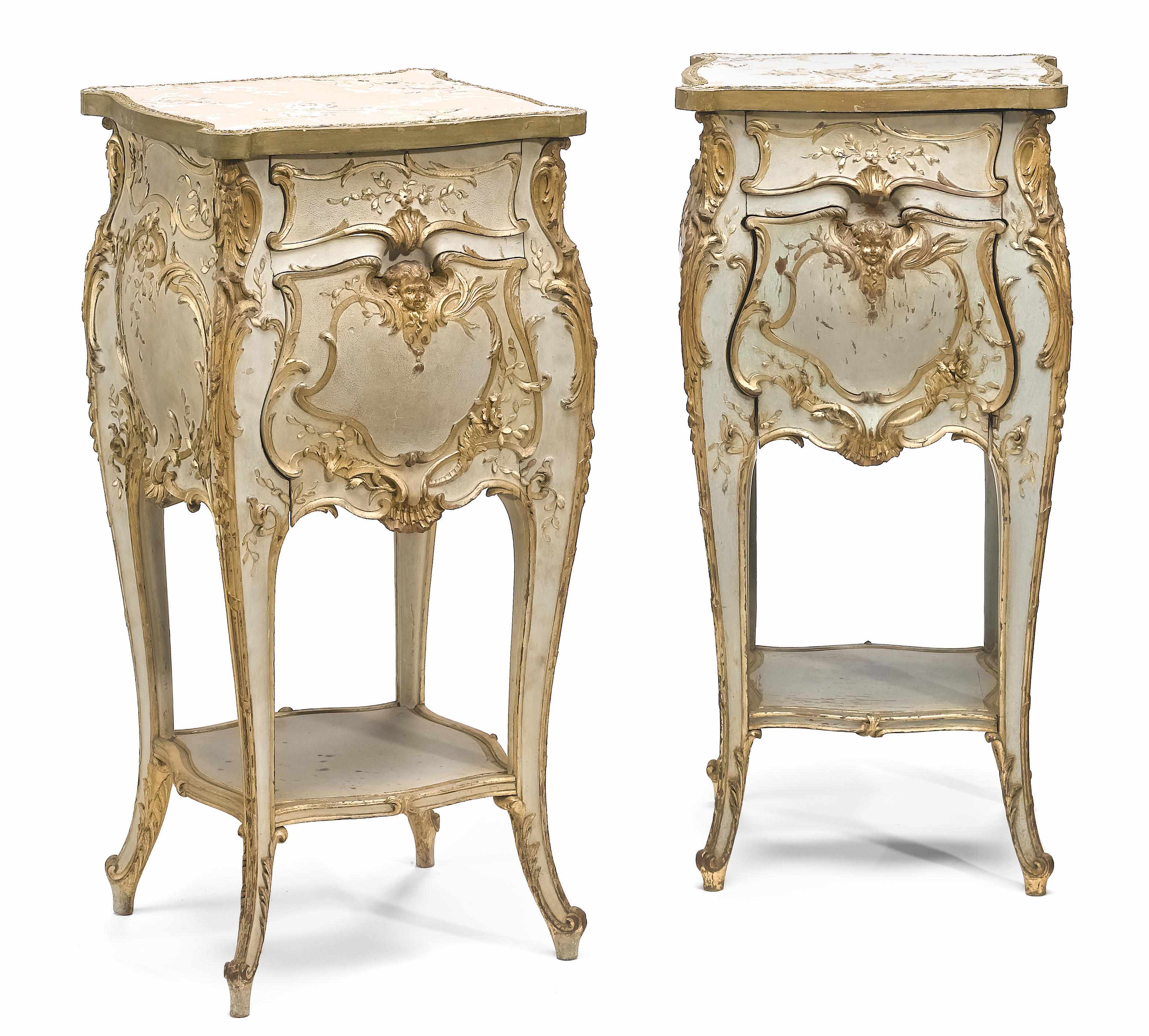 Appraisal: A pair of Italian Rococo style parcel gilt and blue