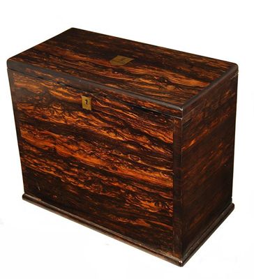 Appraisal: A Victorian macassar ebony stationery box the hinged cover inset