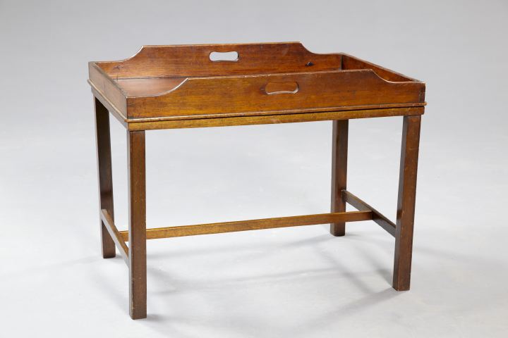 Appraisal: George III-Style Mahogany Butler's Tray-on-Stand early th century the rectangular