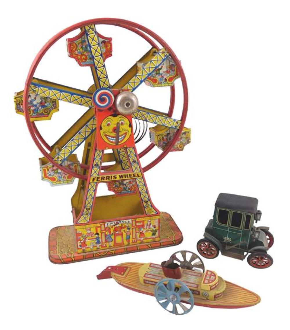 Appraisal: TOYS Three tin lithograph toys including Hercules Ferris Wheel by