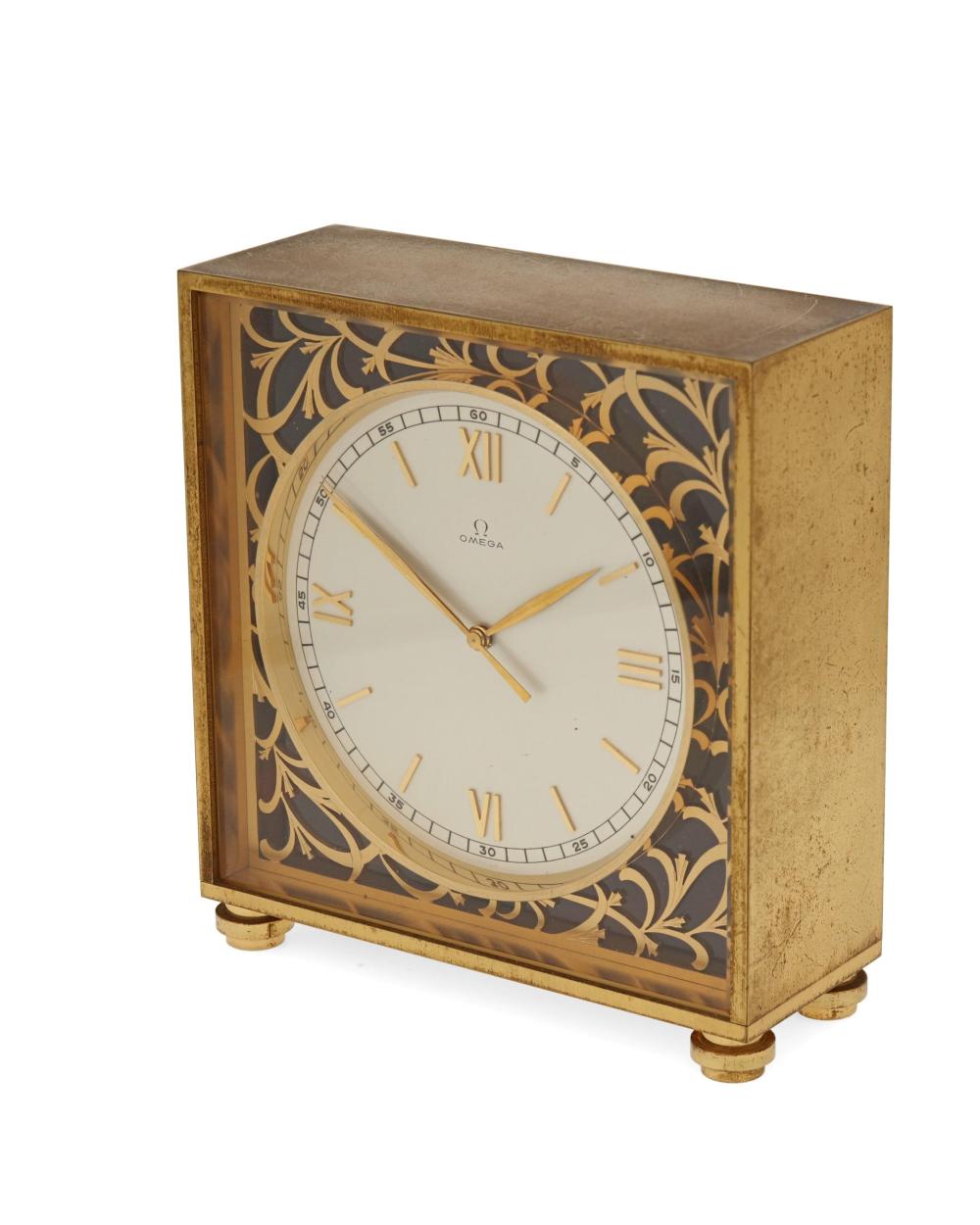 Appraisal: An Omega Deluxe gilt-brass table clock no Circa s Dial