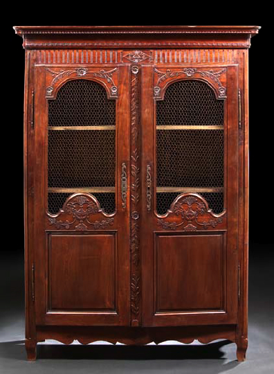 Appraisal: Provincial Louis XV-Style Fruitwood Vitrine late th century the molded