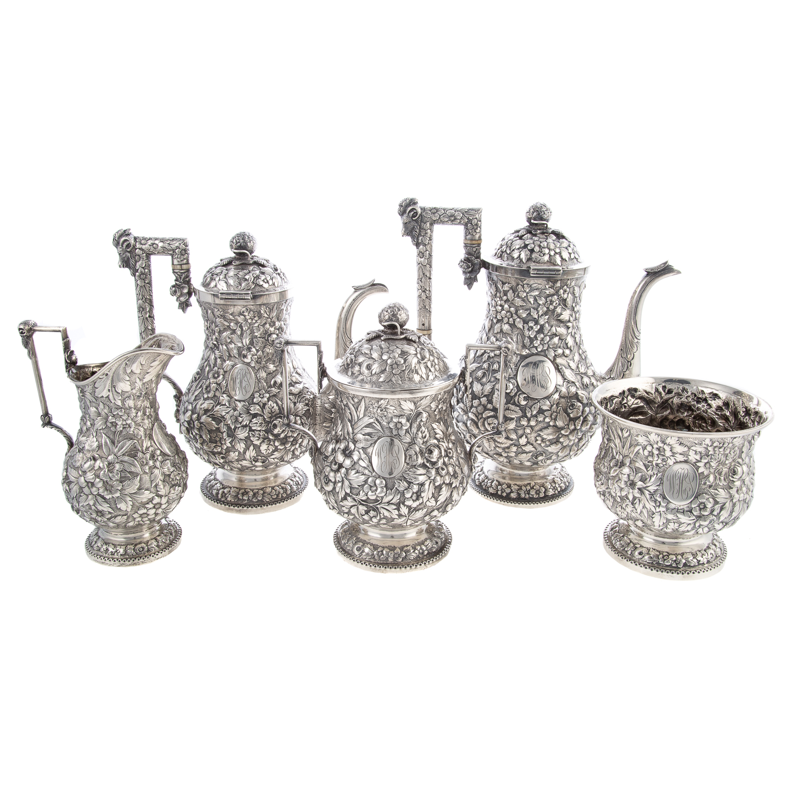 Appraisal: A E WARNER STERLING REPOUSSE TEA COFFEE SERVICE Baltimore th