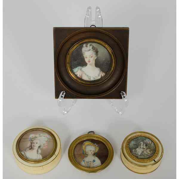 Appraisal: Miniature Portraits on Ivory Plus Continental An assembled group of