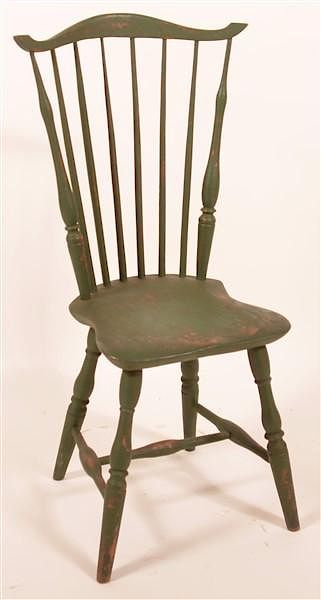 Appraisal: Windsor Style Fan Back Side Chair Painted Green Windsor Style