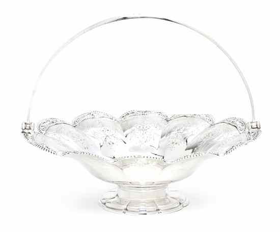 Appraisal: An English Silverplate Basket Ellington of circular form with scalloped