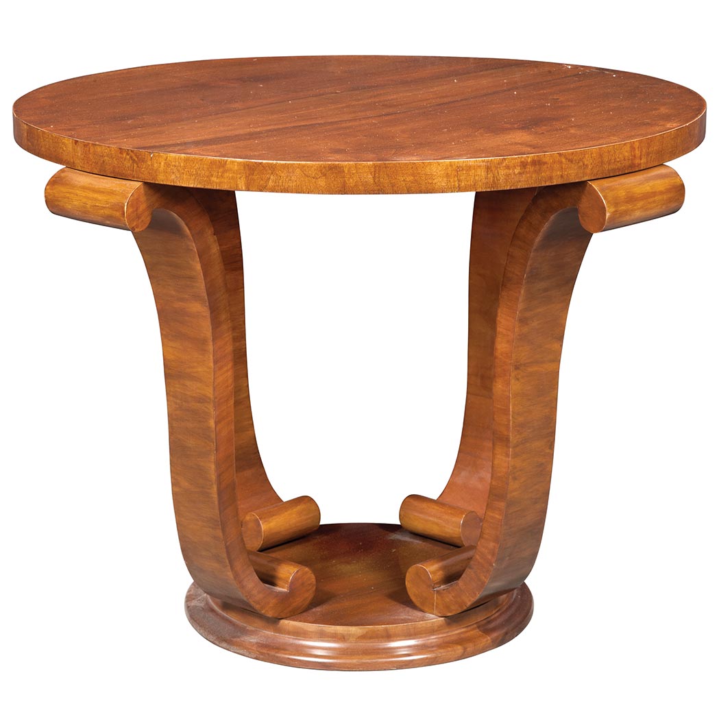 Appraisal: Art Deco Style Walnut Low Table The circular top raised