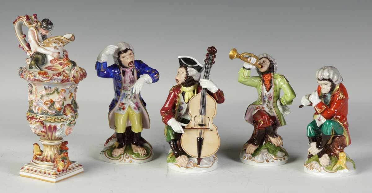 Appraisal: Capodimonte Ewer Monkey Band Condition Monkey in blue coat missing