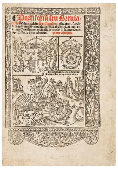 Appraisal: BREVIARY Portifiorum seu breviarium ad usum insignis ecclesie Sarisburiensis pars