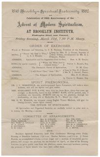 Appraisal: Spiritualism Handbill Advent of Modern Spiritualism at Brooklyn Institute Spiritualism