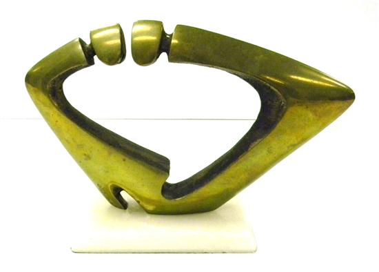 Appraisal: Brass and marble sculpture c FW abstract triangular form ''