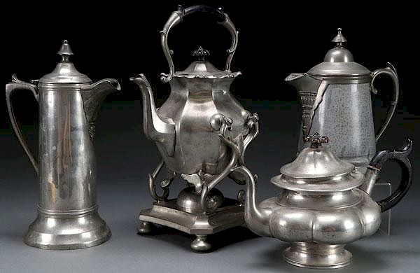 Appraisal: PC AMERICAN PEWTER TABLEWARES A FOUR PIECE GROUP OF AMERICAN