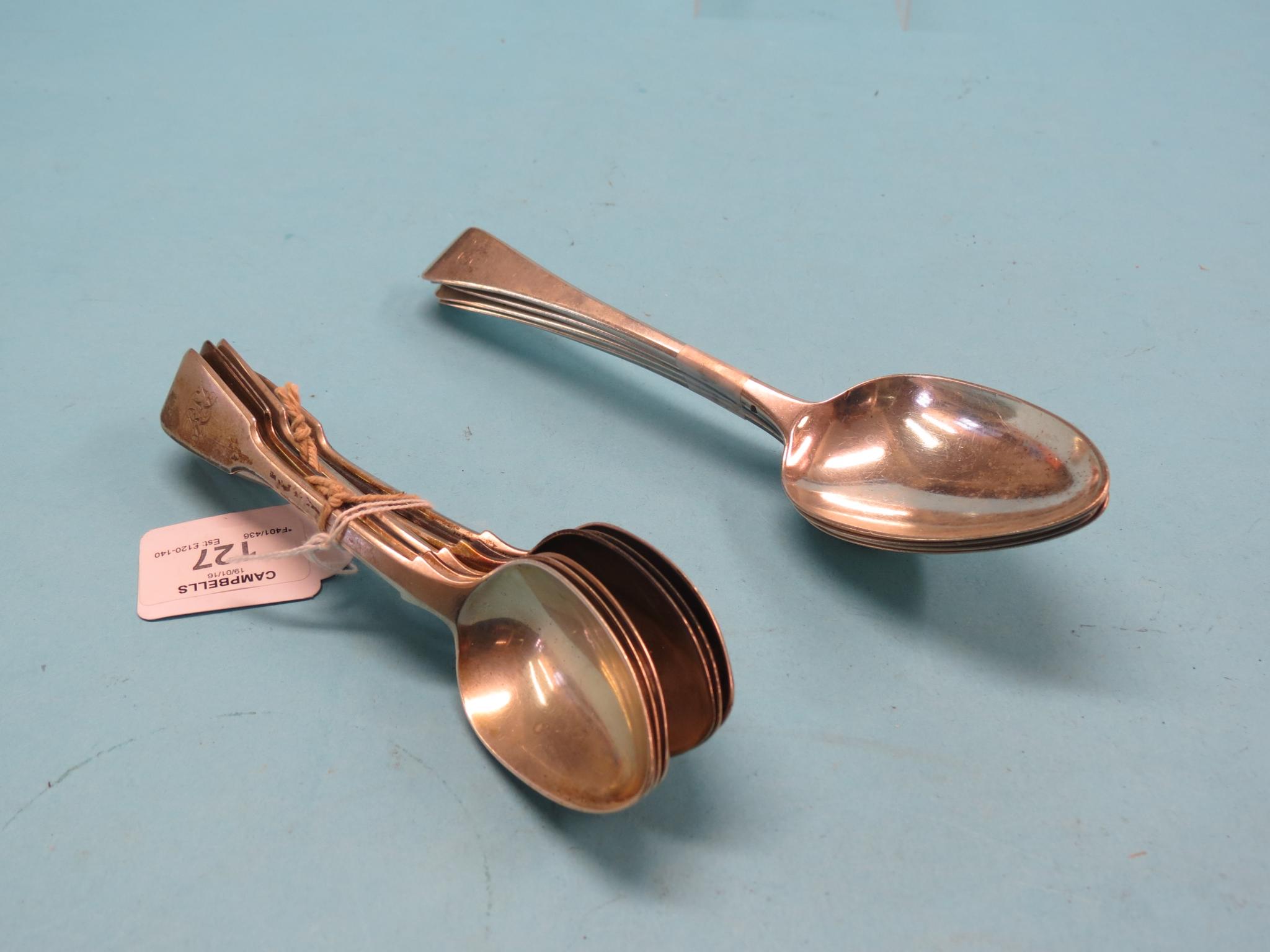 Appraisal: A set of six William IV silver fiddle-pattern dessert spoons